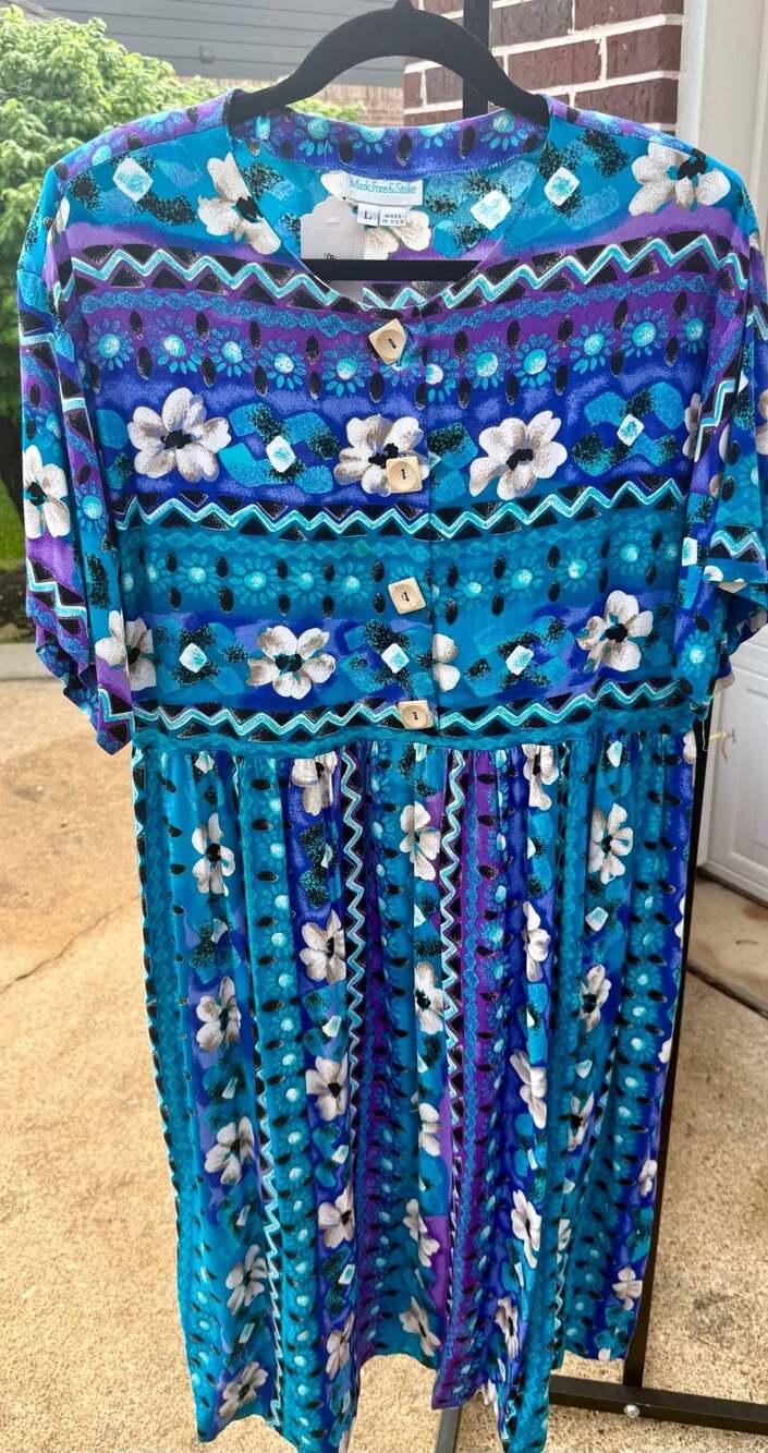 Mark Fore & Strike Vintage Floral Geometric Button Front Dress Size L